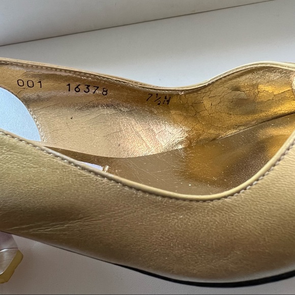 Timothy Hitsman Vintage Clear Heel Gold pointy toe sling back pump 7.5 - Picture 11 of 11